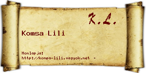 Komsa Lili névjegykártya